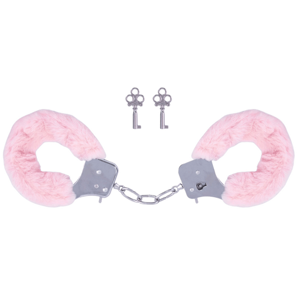 Excellent Power Naughty Moment Furry Handcuffs Pink