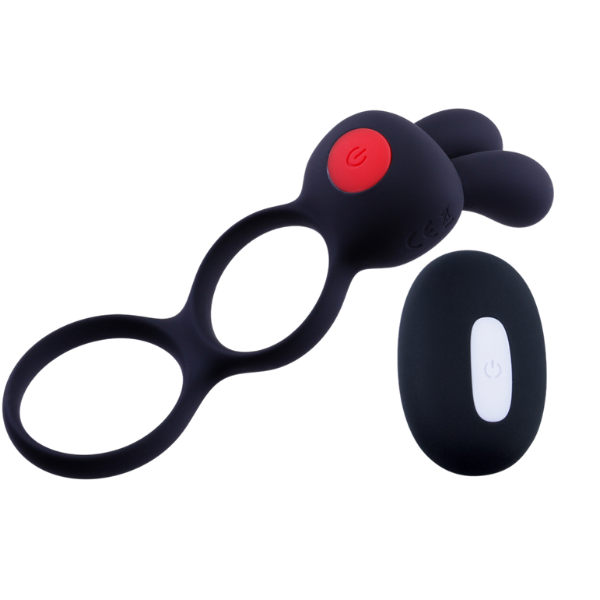 Excellent Power Giga Booster - Cock & Scrotal Ornament With Clit Stimulator (Black)