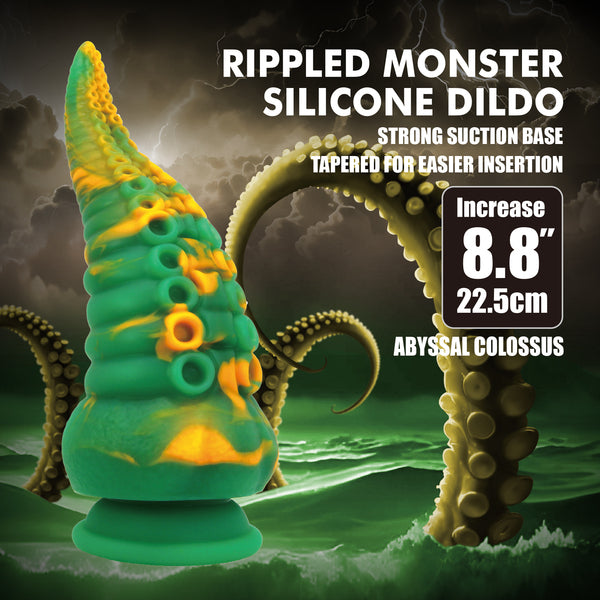 Power Monsters Abyssal Colossus 8.8" Rippled Monster Silicone Fantasy Dildo