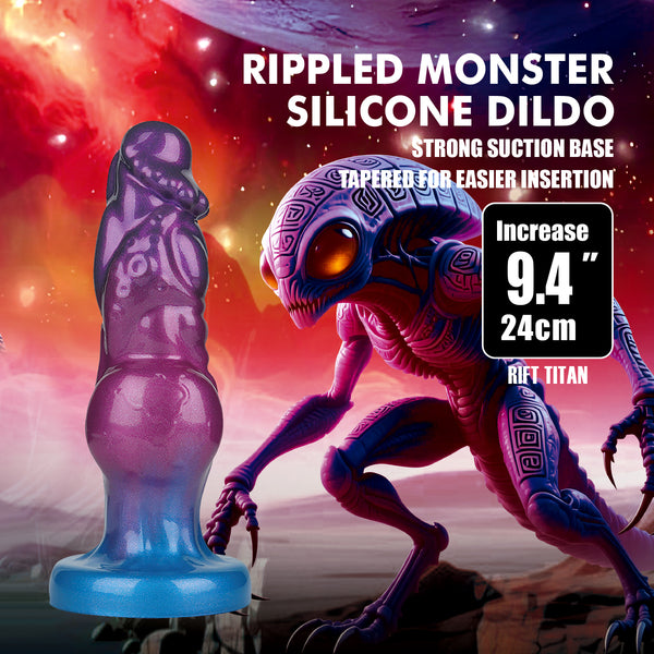 Power Monsters Rift Titan 9.4" Rippled Monster Silicone Fantasy Dildo