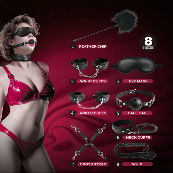 Pretty Love 8 Piece BDSM Kit (Black)