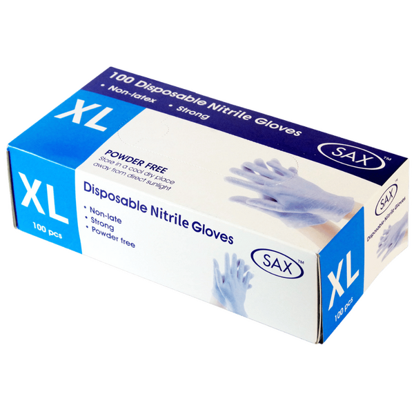 Sax Disposable Nitrile Gloves - Blue XL (100 X Pack)