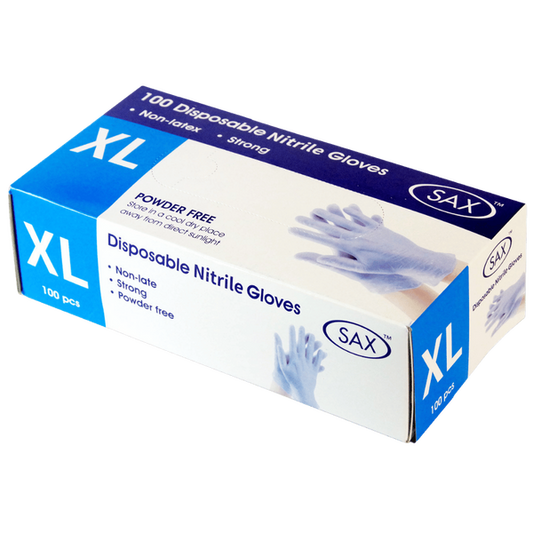Sax Disposable Nitrile Gloves - Blue XL (100 X Pack)