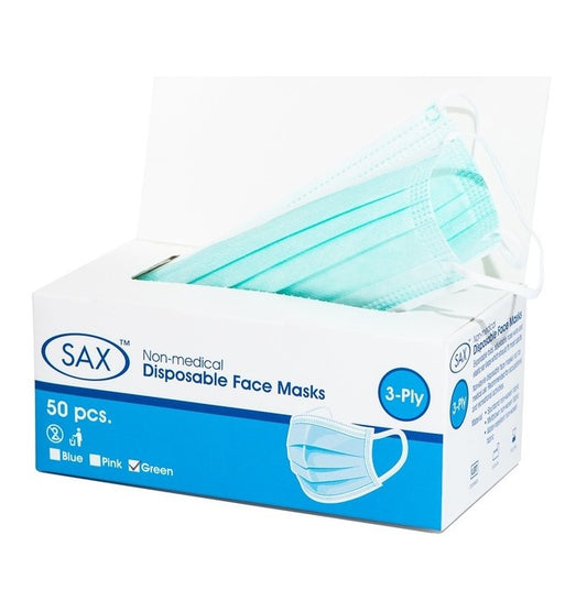 Sax Disposable Face Mask (Green) (50 X Pack)