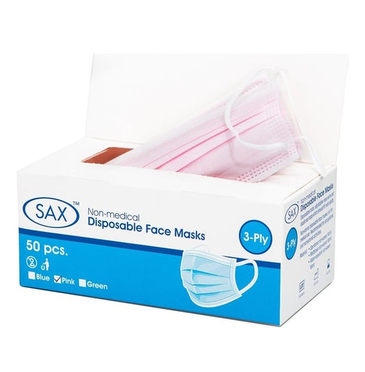 Sax Disposable Face Mask (Pink) (50 X Pack)