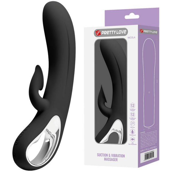 Pretty Love Nicola Suction Rabbit Vibrator Black