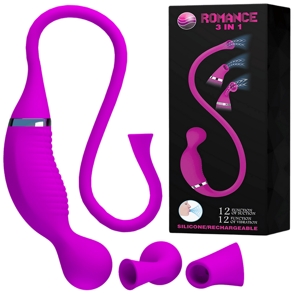 Pretty Love Romance 3in1 Suction Vibrator Purple