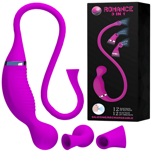 Pretty Love Romance 3in1 Suction Vibrator Purple