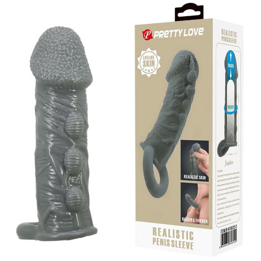 Pretty Love Realistic Penis Sleeve (Black)