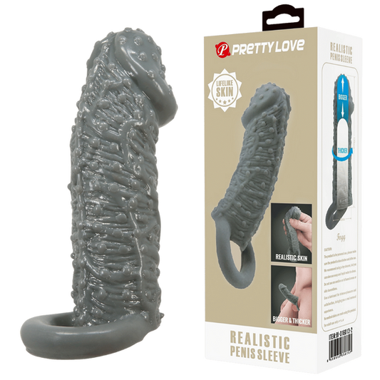 Pretty Love Realistic Penis Sleeve (Black)