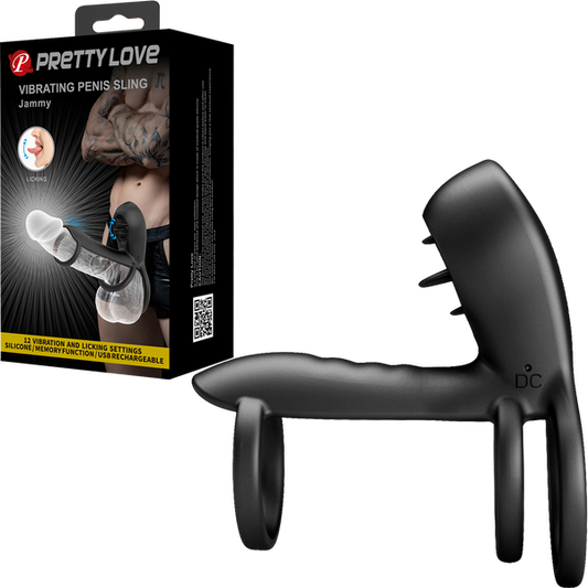 Pretty Love Vibrating Penis Sling Jammy Black