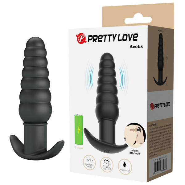 Pretty Love Silicone Vibrating Butt Plug - Aeolis (Black)