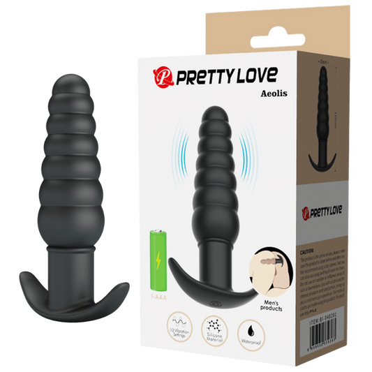 Pretty Love Silicone Vibrating Butt Plug - Aeolis (Black)