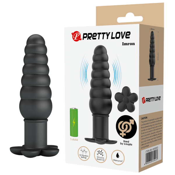 Pretty Love Silicone Vibrating Butt Plug - Imron (Black)