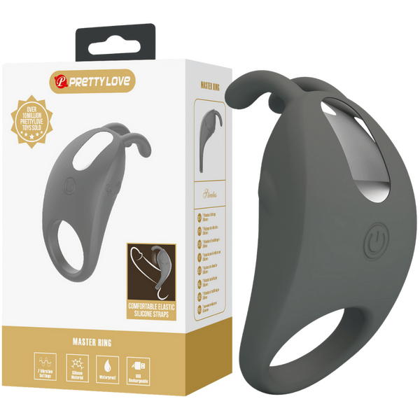 Pretty Love Master Ring - Stratus Vibrating Couples Cock Ring (Grey)