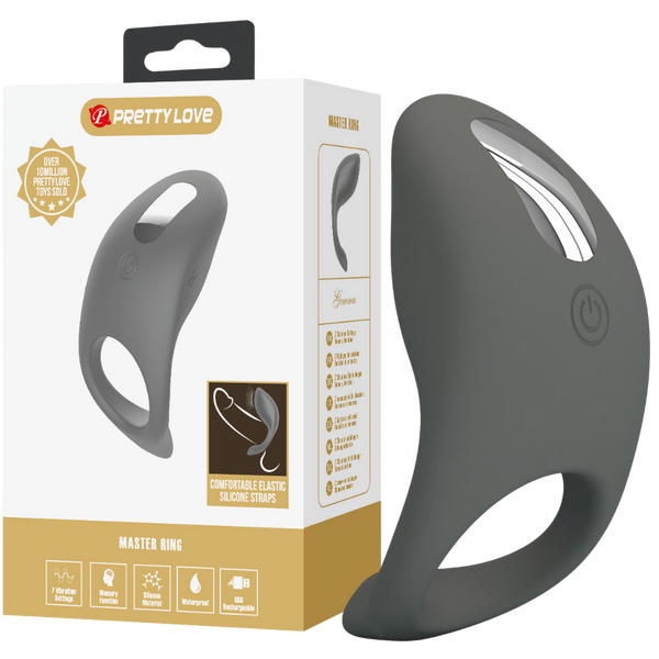 Pretty Love Master Ring - Gemma Vibrating Couples Cock Ring (Grey)