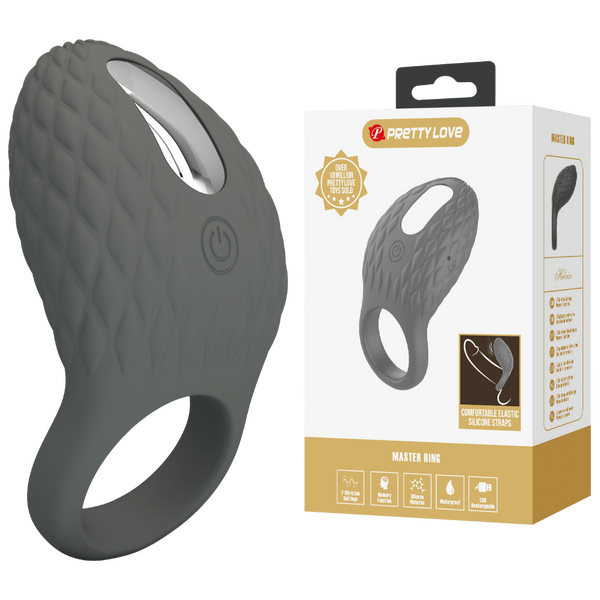 Pretty Love Master Ring - Helious Vibrating Couples Cock Ring (Grey)