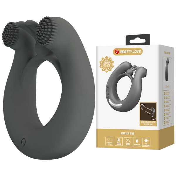 Pretty Love Master Ring - Dahlia Vibrating Couples Cock Ring (Grey)