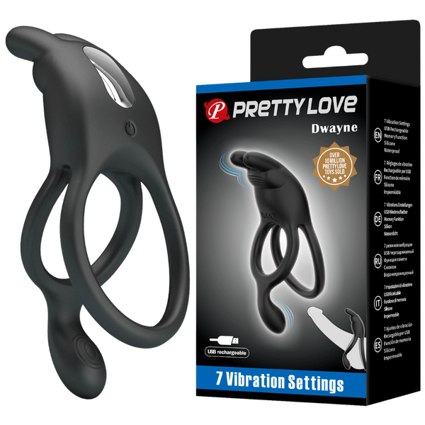 Pretty Love Seth Vibrating Couples Cock Ring Black