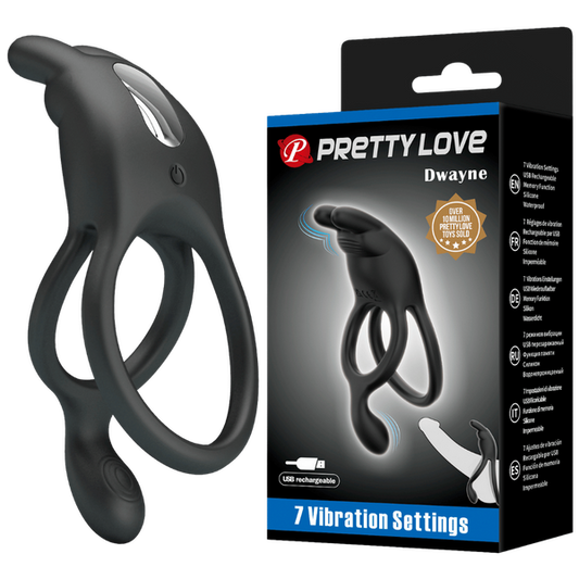 Pretty Love Seth Vibrating Couples Cock Ring Black