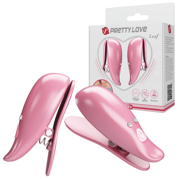Pretty Love Leaf - Vibrating Nipple Clamps Pink