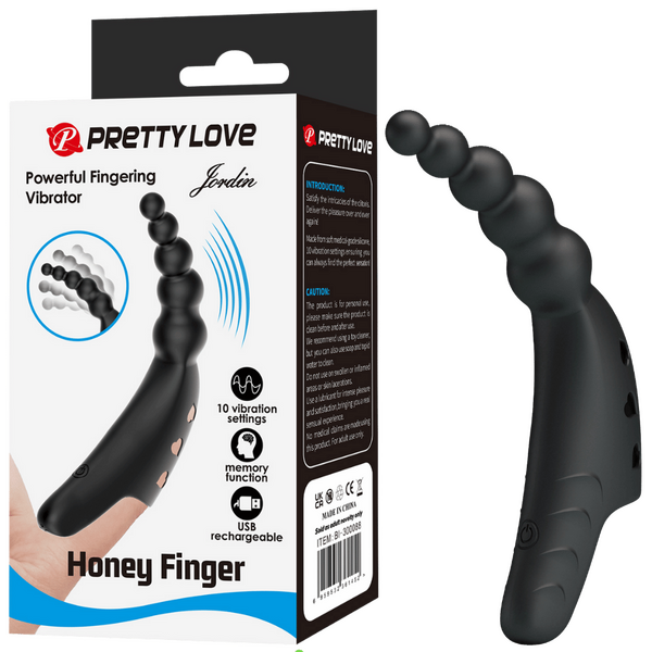 Pretty Love Rechargeable Honey Finger Vibrator - Jordin (Black)