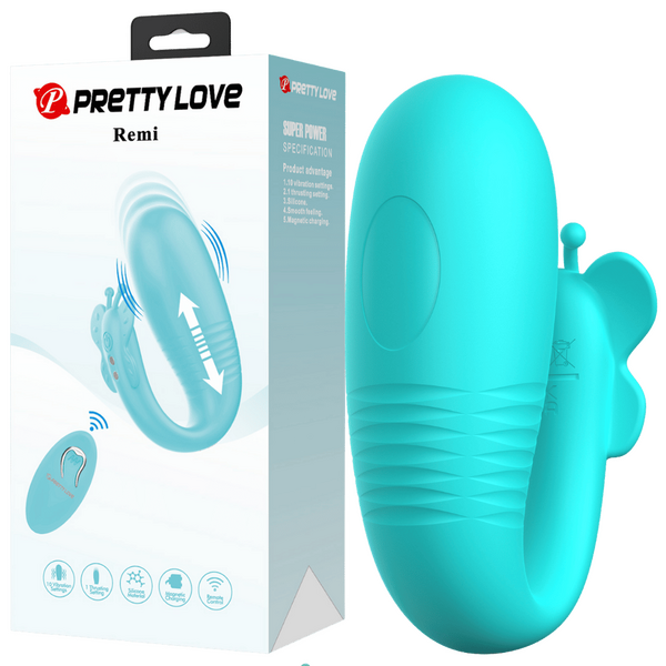 Pretty Love Rechargeable Remote Controlled Remi Thrusting Vibrator (Seafoam)
