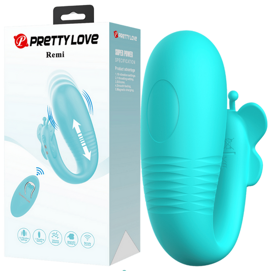 Pretty Love Rechargeable Remote Controlled Remi Thrusting Vibrator (Seafoam)