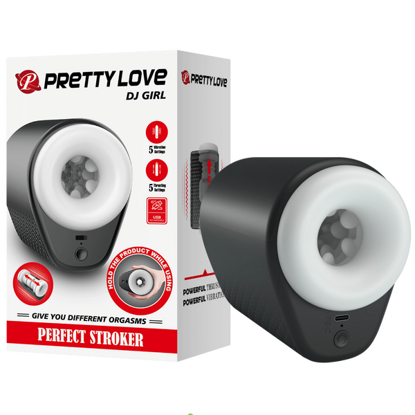 Pretty Love DJ Girl Perfect Vibrating Thrusting Stroker Black