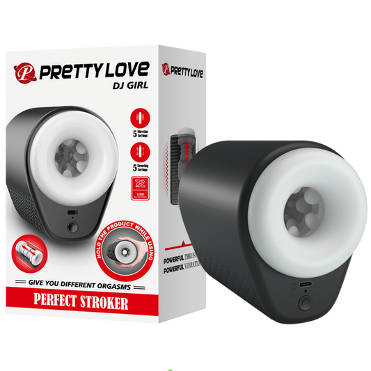 Pretty Love DJ Girl Perfect Vibrating Thrusting Stroker Black