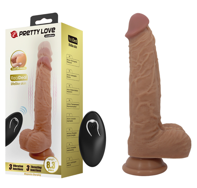 Pretty Love Jonathan Thrusting Vibrating Dildo w Remote Flesh
