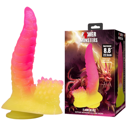 Power Monsters Flame Beast 8.8" Rippled Monster Silicone Fantasy Dildo