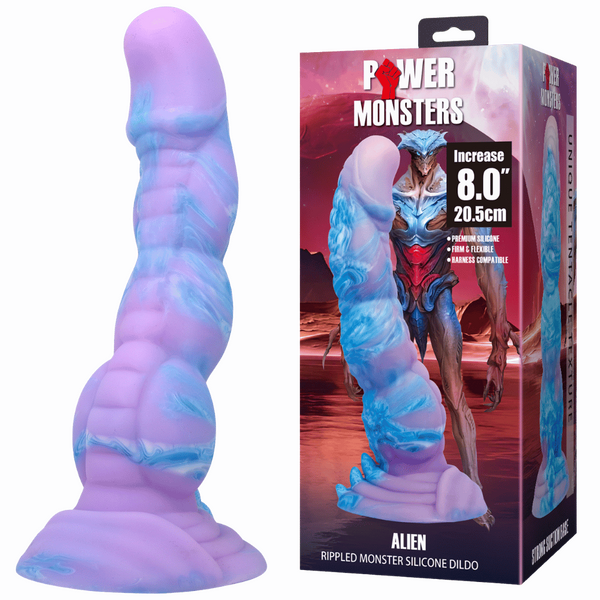 Power Monsters Alien 8" Rippled Monster Silicone Fantasy Dildo