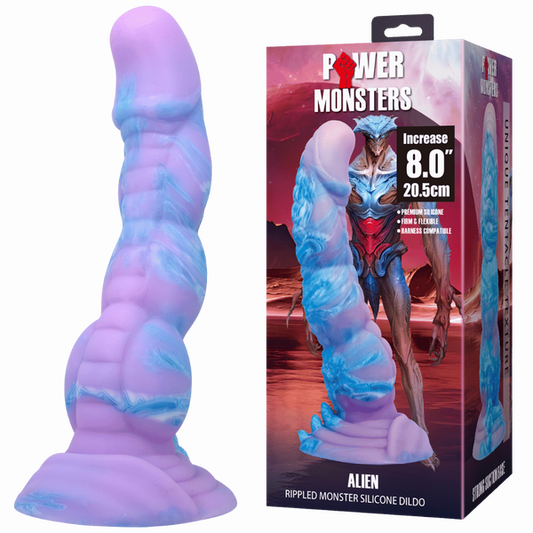 Power Monsters Alien 8" Rippled Monster Silicone Fantasy Dildo