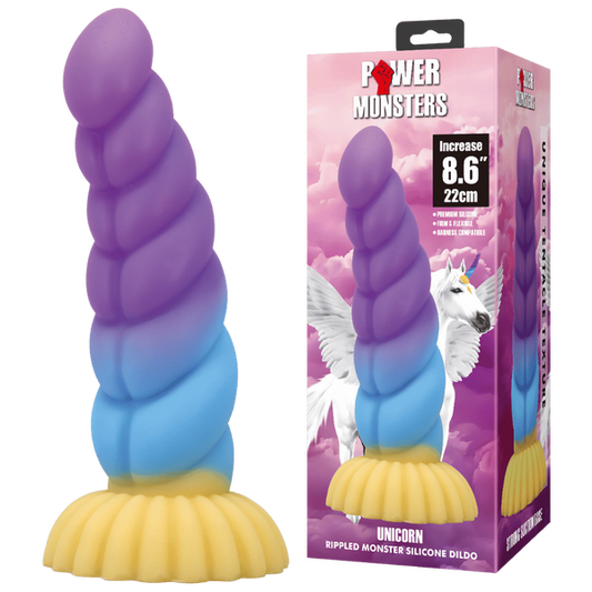 Power Monsters Unicorn 8.6" Rippled Monster Silicone Fantasy Dildo