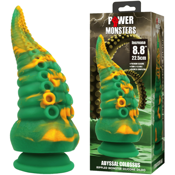 Power Monsters Abyssal Colossus 8.8" Rippled Monster Silicone Fantasy Dildo