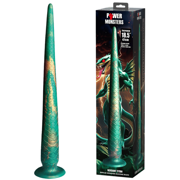 Power Monsters Verdant Titan 18.5" Rippled Monster Silicone Fantasy Dildo