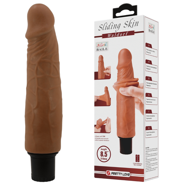 Pretty Love Sliding Skin Series -  Waldorf Vibrating 8.5" Dildo Tan