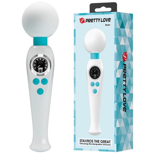 Pretty Love Stavros The Great Skyler Massage Wand Vibrator White/Blue