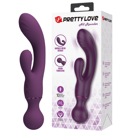 Pretty Love All Rounder Triple Rabbit Vibrator Massage Wand Purple