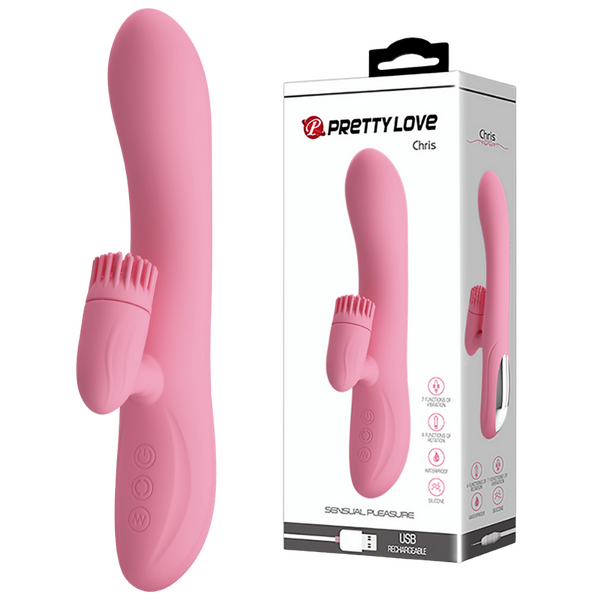 Pretty Love Chris Rotating Tongue Rabbit Vibrator Pink
