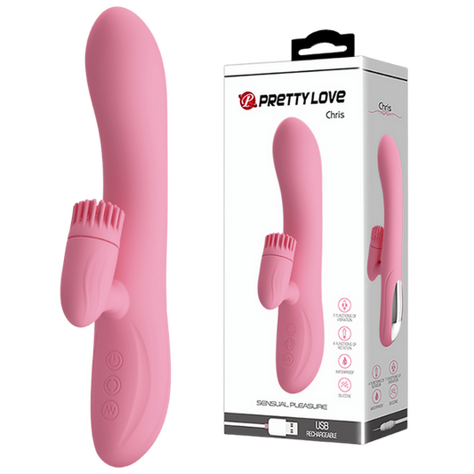 Pretty Love Chris Rotating Tongue Rabbit Vibrator Pink