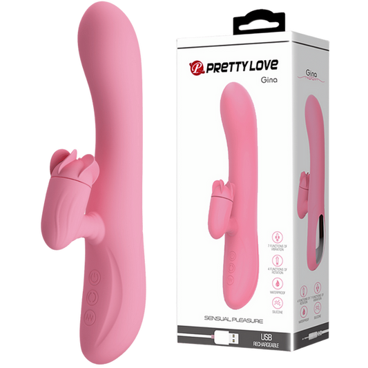 Pretty Love Gina Rotating Tongue Rabbit Vibrator Pink