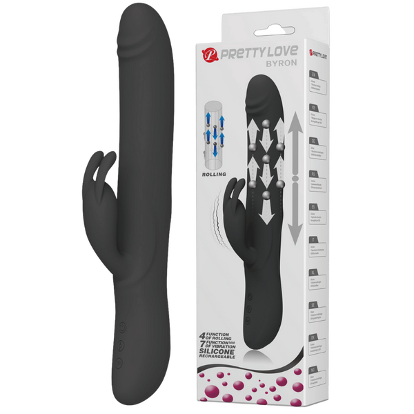 Pretty Love Byron Rotating, Massaging And Clit Tingling Rabbit Vibrator Black