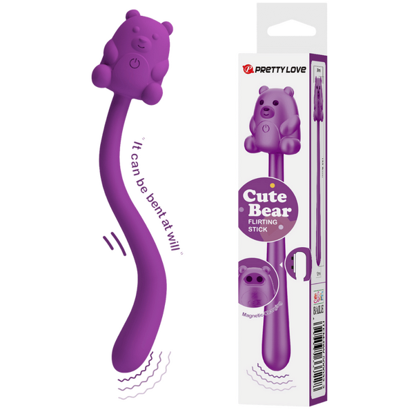 Pretty Love Cute Bear Flirting Stick Vibrator Purple