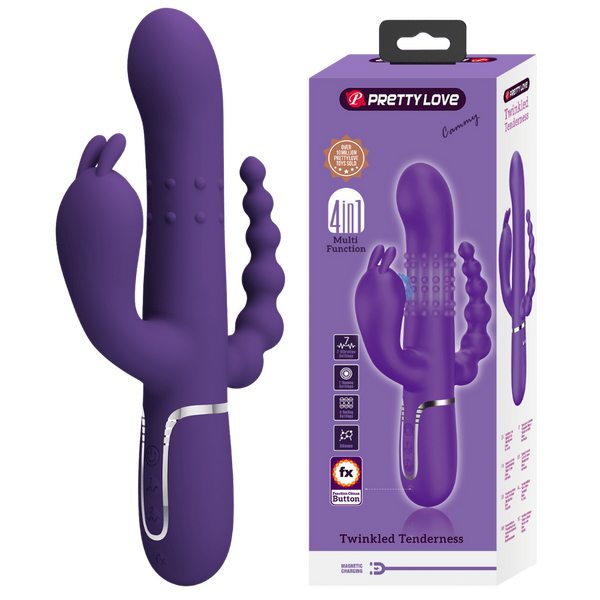 Pretty Love Cammy Triple Rabbit Vibrator Dark Purple