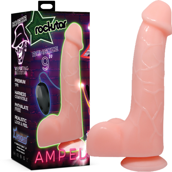 Celebtiry Knights Rockstar Bongoze 9" Vibrating Dildo Flesh