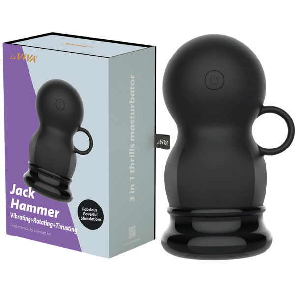 La Viva Jack Hammer Vibrating, Rotating and Thrusting Masturbator Black