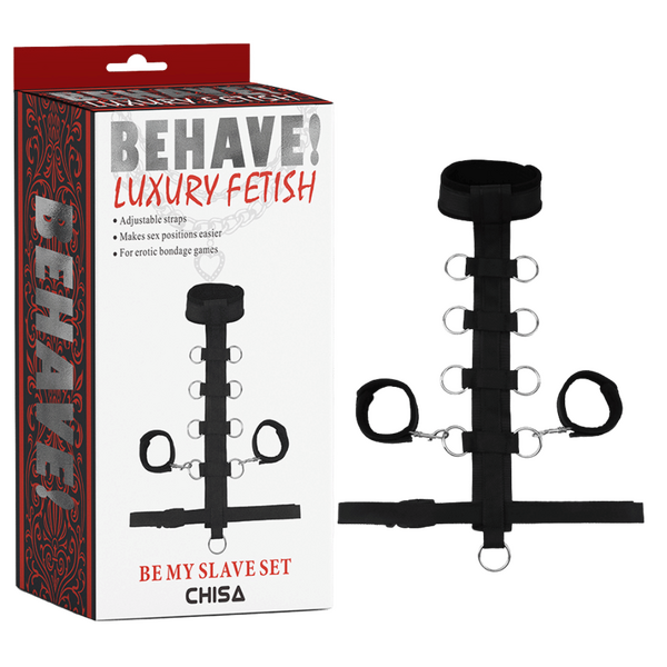 Chisa BEHAVE! Be My Slave Set - Cuffs And Restraint Strap With Rings