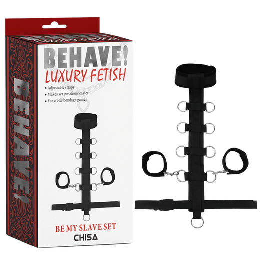 Chisa BEHAVE! Be My Slave Set - Cuffs And Restraint Strap With Rings